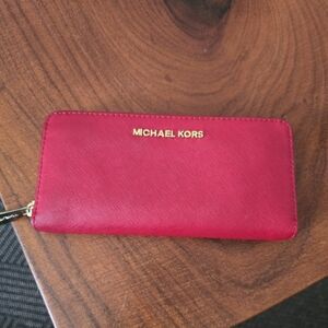 Michael Kors Red Wallet with Gold Zipper. Like New, Never Used It.